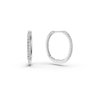 Cercei creole din aur alb cu diamante de 0.2ct