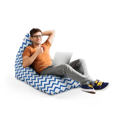 Fotoliu Puf Bean Bag tip Lounge Chevron classic blue
