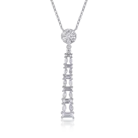 Lant cu pandantiv din aur alb cu diamante baguette, marquise si rotunde de 1.17ct