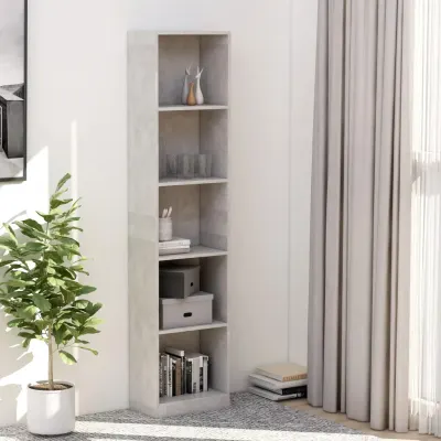 vidaXL Bibliotecă cu 5 rafturi, gri beton, 40x24x175 cm lemn prelucrat