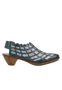 Pantofi casual - dama - ANTISTRESS - 46778-10 bleumarin - piele naturala - cu toc - Bleumarin