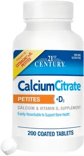 Calcium Citrate Petites + D3, 200 tablete, 21st Century