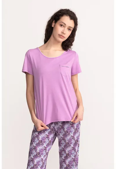 Pijama din amestec de bumbac Vera - Lila
