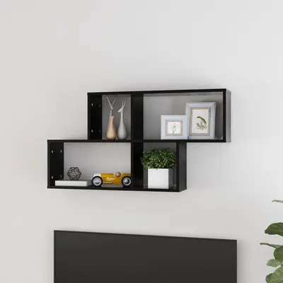 vidaXL Raft de perete, negru, 100x18x53 cm, PAL