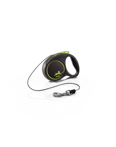 FLEXI Black Design lesa automata cu fir pentru caini, negru cu verde, marimea XS, 3 m