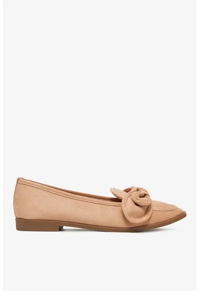 Mocasini din material textil - Bej