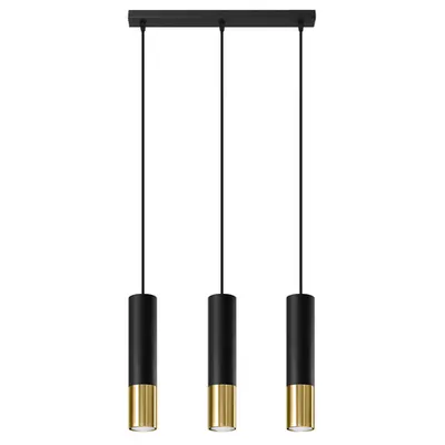 Lampa suspendata LOOPEZ 3L negru/auriu