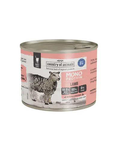 COUNTRY OF ANIMALS hrană umedă monoproteică cu miel pentru pisici 200 g