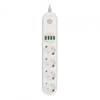 Prelungitor cu protectie Serioux SRXP-PS44W, 4 prize schuko, Tensiune intrare: 100-240V, 50-60Hz, Tensiune ieşire (total): 2500W