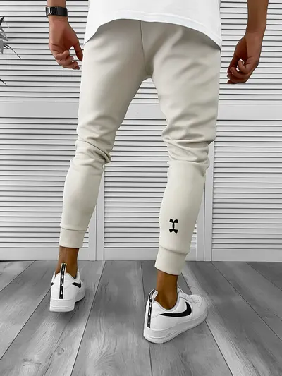 Pantaloni de trening bej, silon, conici 12379 D4-5.2