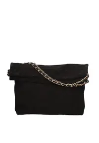 Geanta din piele intoarsa cu bareta de umar Celeste Elite - Negru