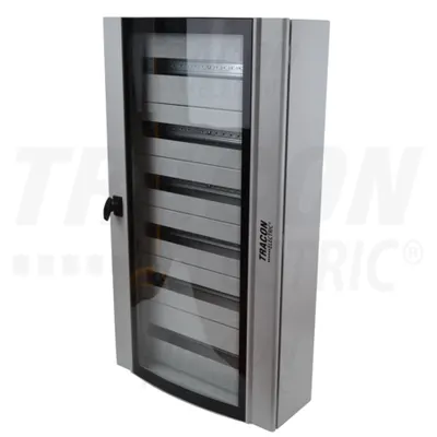 Cutie distrib.metalica cu usa curbata din sticla securizata TGE6010520 600×1050×200mm / 144M (6×24 mod)