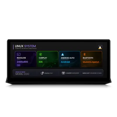 Navigatie BMW Seria 5 E60 E61, M5 (2003-2010), Linux OS OEM, Varianta CCC, CarPlay Android Auto Wireless, MirrorLink, Camera AHD, 12.3 Inch