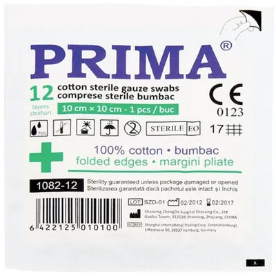 Set 22 x Comprese Sterile Tifon, 10 cm x 10 cm, Material Tesut, Prima, 12 Straturi/Plic