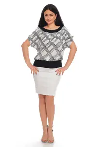 Bluza enform CV21033 negru & alb imprimeu, Cesy | marimea M