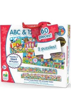 Set 2 puzzle-uri trenul urias cu numere si litere. Limba engleza