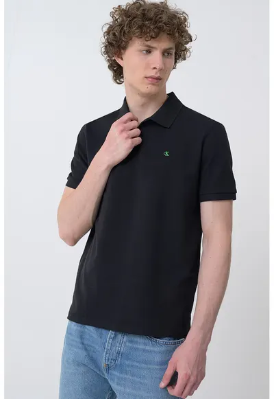 Tricou polo de bumbac pique - Negru