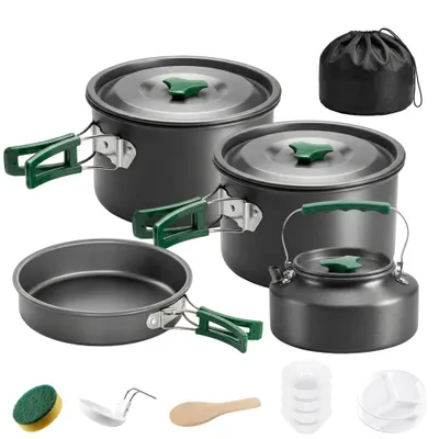 Outsunny Set de Oale Camping, 4-5 Persoane, Oțel Inoxidabil, 20.5 x 20.5 x 15.5 cm, Gri | Aosom Romania