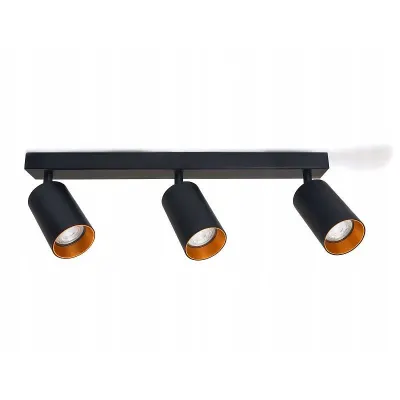 Aplica LED, 3 becuri GU10, IP20, abajururi rabatabile 90 grade, rotatie 350 grade, Eris Gold