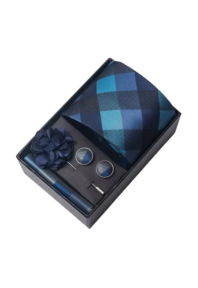 Set masculin 4 piese 6064-6 - Albastru Multicolor