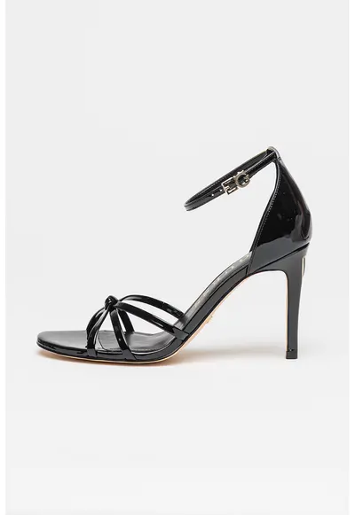 Sandale stiletto cu aspect lacuit - Negru