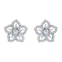 Cercei argint 925, JW806, model floare zirconiu alb, placati cu rodiu