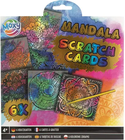 Set de carduri răzuibile Moxy - Mandala, 6 buc.