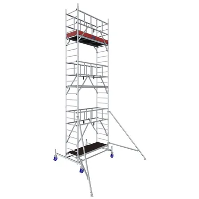 Schela Protec 0,6 x 2m, aluminiu, inaltime lucru 8.3m, inaltime schela 7.45m, inaltime platforma 6.3m (0+1+4+(2*3)+(2*Stabilizatoare))