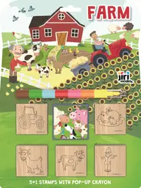 Set de ștampile Jiri Models - Farm, 5 buc., cu pastel