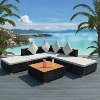 Gossi set mobilier de gradina cu perne, 6 piese, negru, poliratan