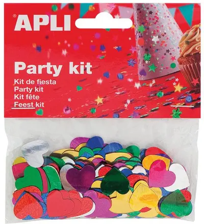 Set confeti APLI - Inimioare, multicolore, 15 mm