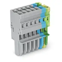 1-conductor female plug; 4 mm²; 7-pole; 4,00 mm²; gray, blue, green-yellow