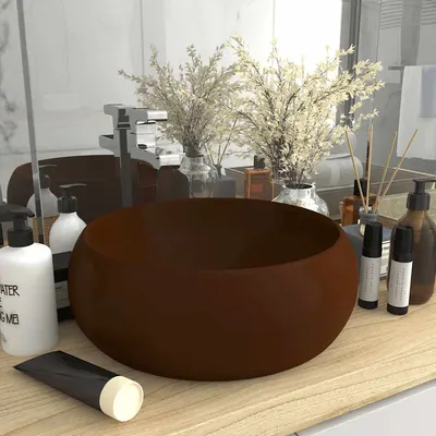 vidaXL Chiuvetă de baie lux maro închis mat 40x15 cm ceramică rotund