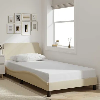 vidaXL Cadru de pat, Dover, crem, 100x200 cm, textil