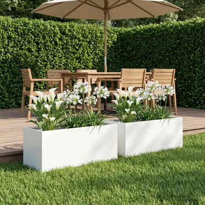 vidaXL Vază pentru Grădină 2 buc. Alb 40 x 20 x 20 cm
