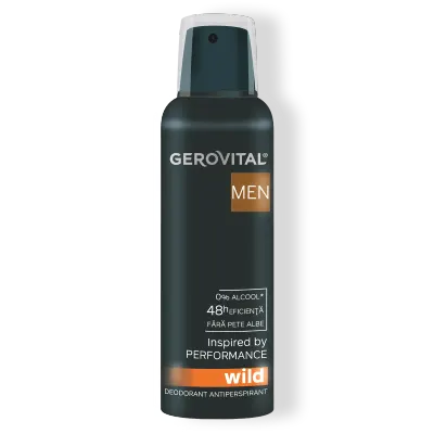 Deodorant Antiperspirant Wild Protecție 48h, Fără Alcool, Parfum Persistent, Gerovital Men, 150 Ml