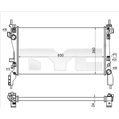 Radiator, racire motor TYC 709-0021-R