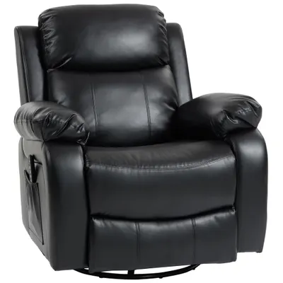 HOMCOM Fotoliu de masaj cu 8 capete vibrante, fotoliu relax, spătar reglabil + suport pentru picioare, Negru | Aosom Romania