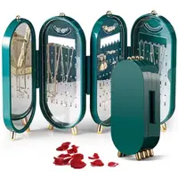 Organizator pliabil pentru bijuterii, tip dulap Ecarla, culoarea verde, 23.5 cm. CB38ZIE