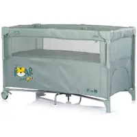 Patut pliabil Chipolino Relax Tiger Matcha cu laterala culisanta, 2 nivele, intrare laterala, geanta pentru transport, greutate admisa 15 kg