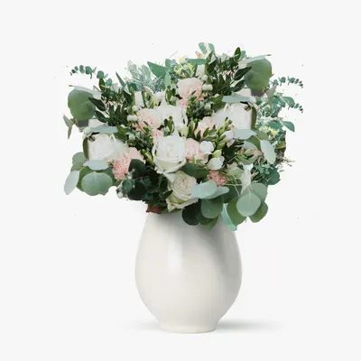 Buchet cu trandafiri alb-roz