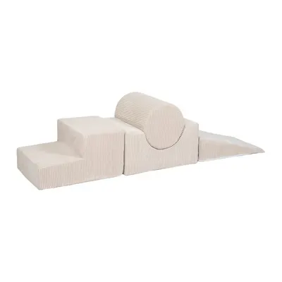 Teren de joacă din spumă crem 4 buc. din catifea reiată înălțime 30 cm 45x170 cm Montessori – Meowbaby