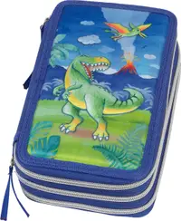 Penar echipat 44 piese, 3 fermoare, dinozaur Faber-Castell