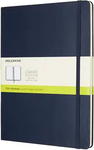 Agenda cu coperti tari Moleskine Classic Plain XL - Albastra, file albe