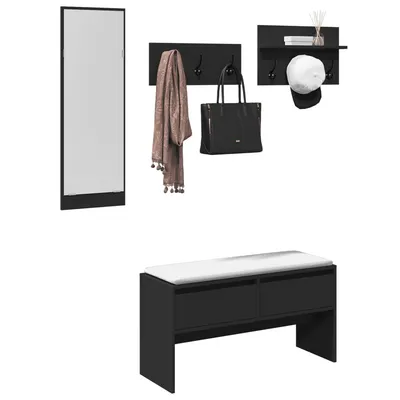 Gossi set de mobilier pentru hol, 4 piese, negru, lemn prelucrat