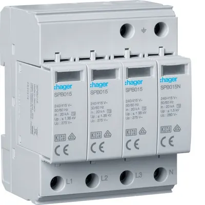 Descarcator supratensiune T2 4P 20kA Hager SPB413