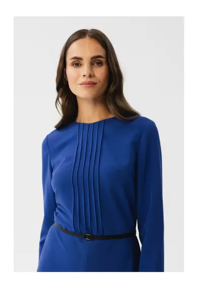 Rochie midi de dama Kerigor S347 albastru floarea-porumbului - Albastru inchis