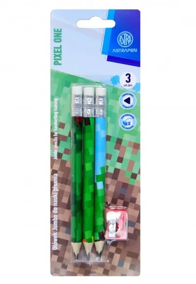 Set de creioane Astra - HB, Pixel One, 3 buc