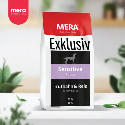 MERA Exklusiv Sensitive Puppy, XS-XL, Curcan și Orez, hrană uscată câini junior, 15kg