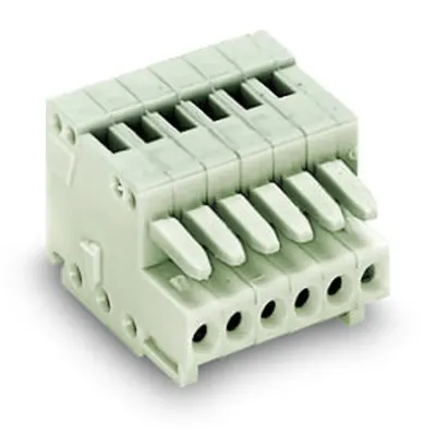1-conductor female plug; 100% protected against mismating; 0.5 mm²; Pin spacing 2.5 mm; 2-pole; 0,50 mm²; light gray